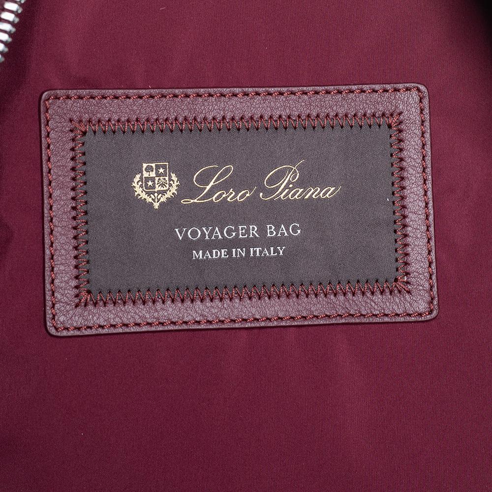 Mochila Voyager City de Loro Piana en tejido y piel burdeos 8