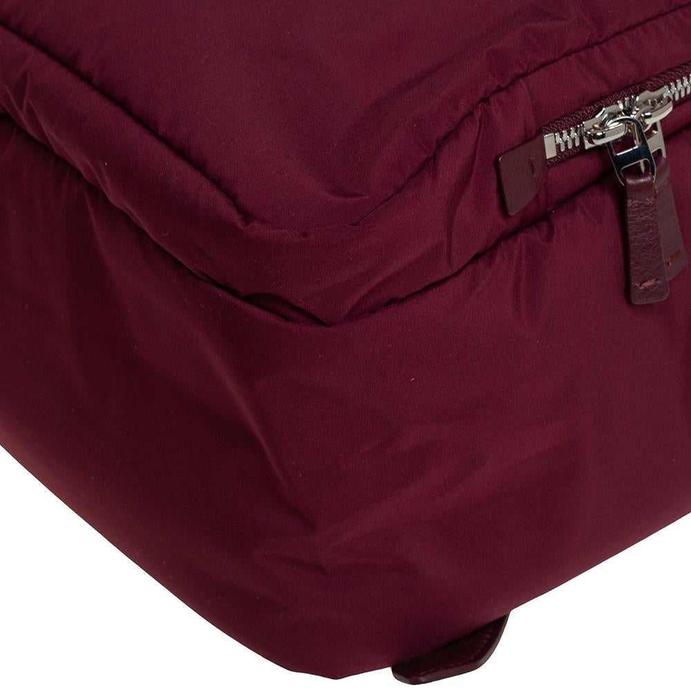 Mochila Voyager City de Loro Piana en tejido y piel burdeos 3