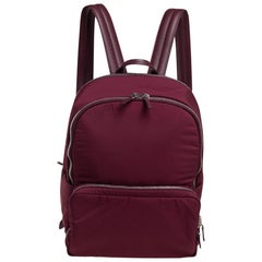 Loro Piana Burgundy Fabric and Leather Voyager City Backpack