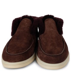 LORO PIANA burgundy suede OPEN WALK FUR LINED Ankle Boots Shoes 39