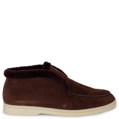 LORO PIANA burgundy suede OPEN WALK FUR LINED Ankle Boots Shoes 39