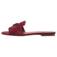 Loro Piana Burgundy Suede Summer Charms Flat Slides Size 41