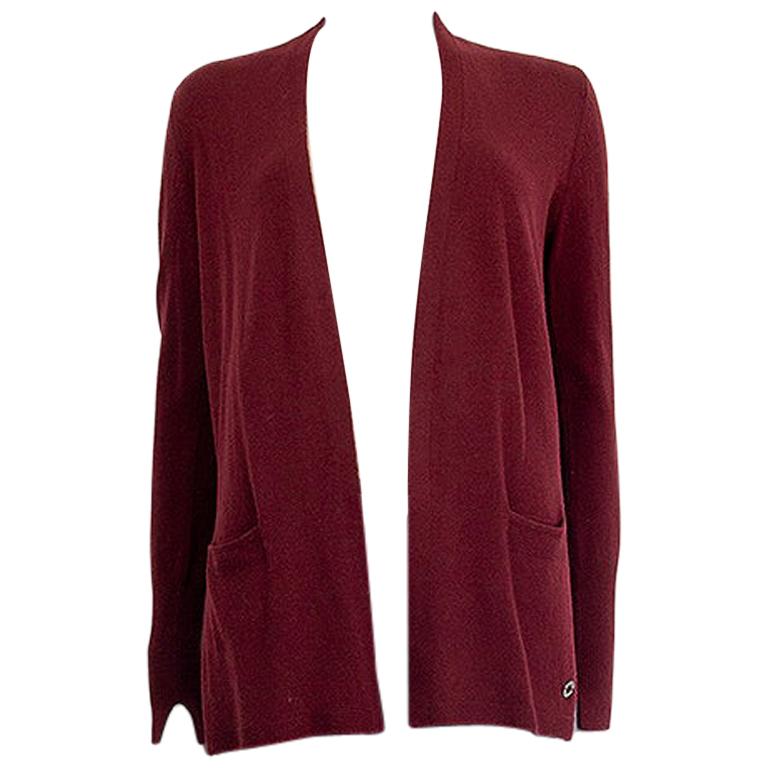 LORO PIANA burgundy VICUNA Open Cardigan Sweater 40 S