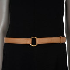 LORO PIANA camel brown leather SKINNY Belt 80