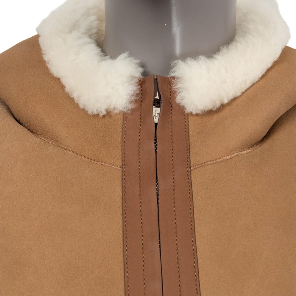 LORO PIANA camel suede & white SHEARLING HENRY REVERSIBLE Vest Jacket S For Sale 6