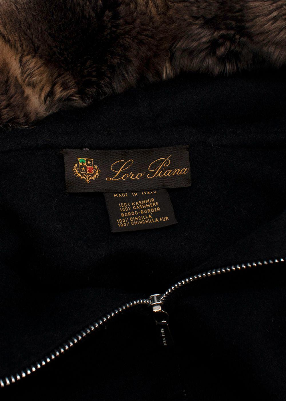 Women's or Men's Loro Piana cashmere cape with chinchilla fur