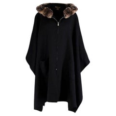 Used Loro Piana cashmere cape with chinchilla fur