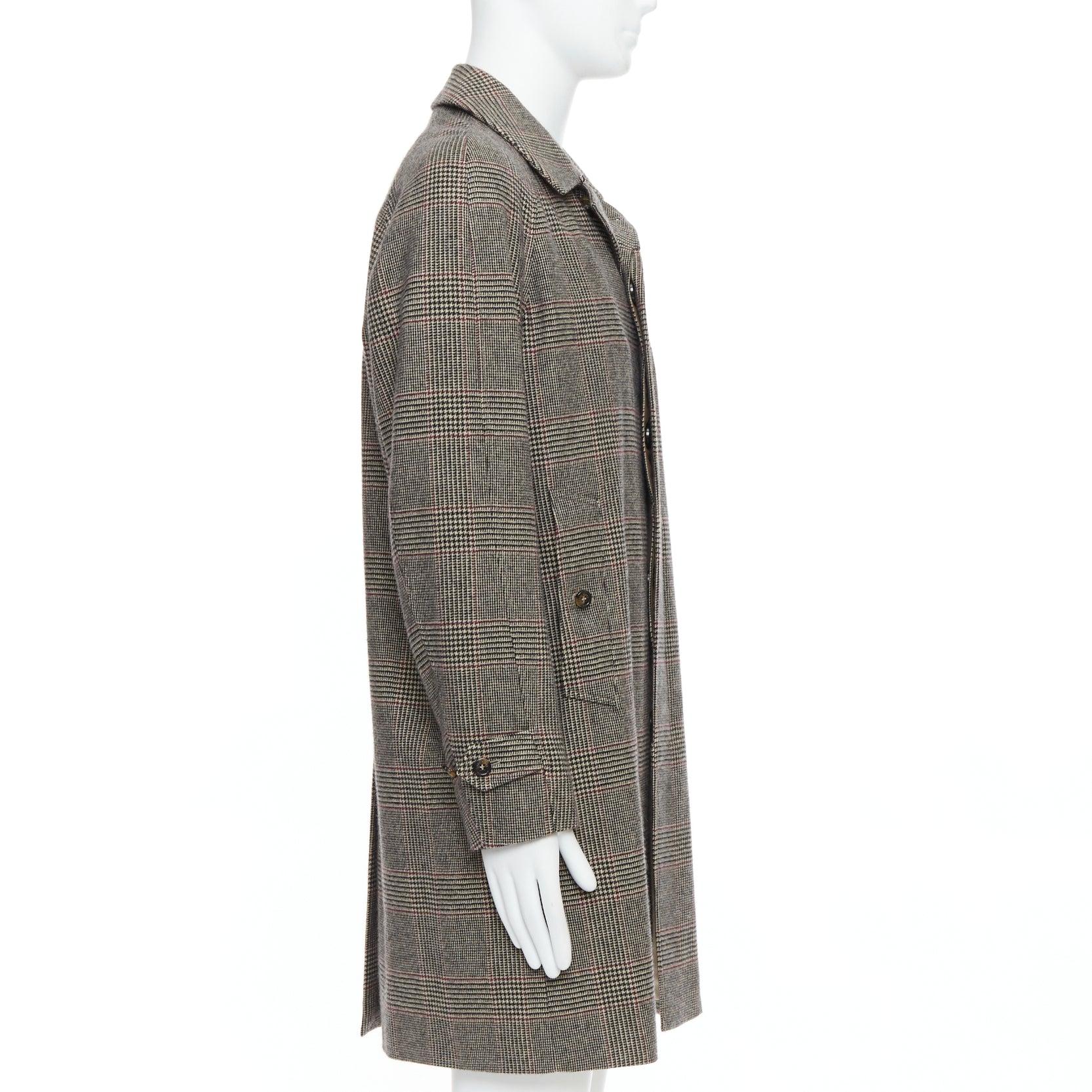 LORO PIANA Cashmere Green Storm System beige herringbone long coat M In Excellent Condition For Sale In Hong Kong, NT