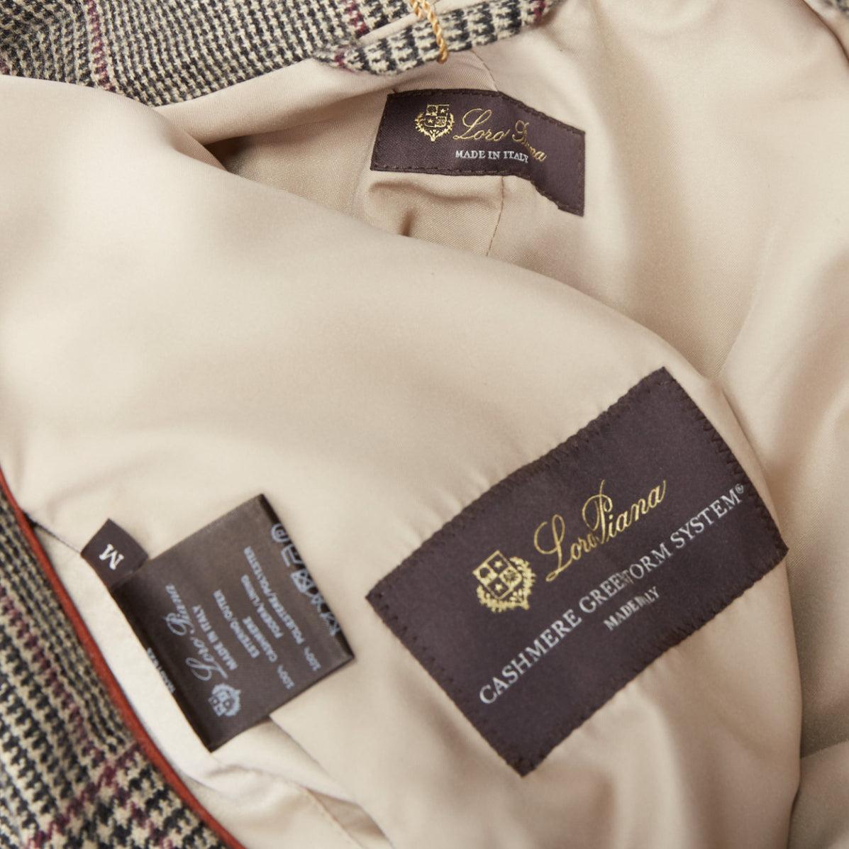 LORO PIANA Cashmere Green Storm System beige herringbone long coat M For Sale 3