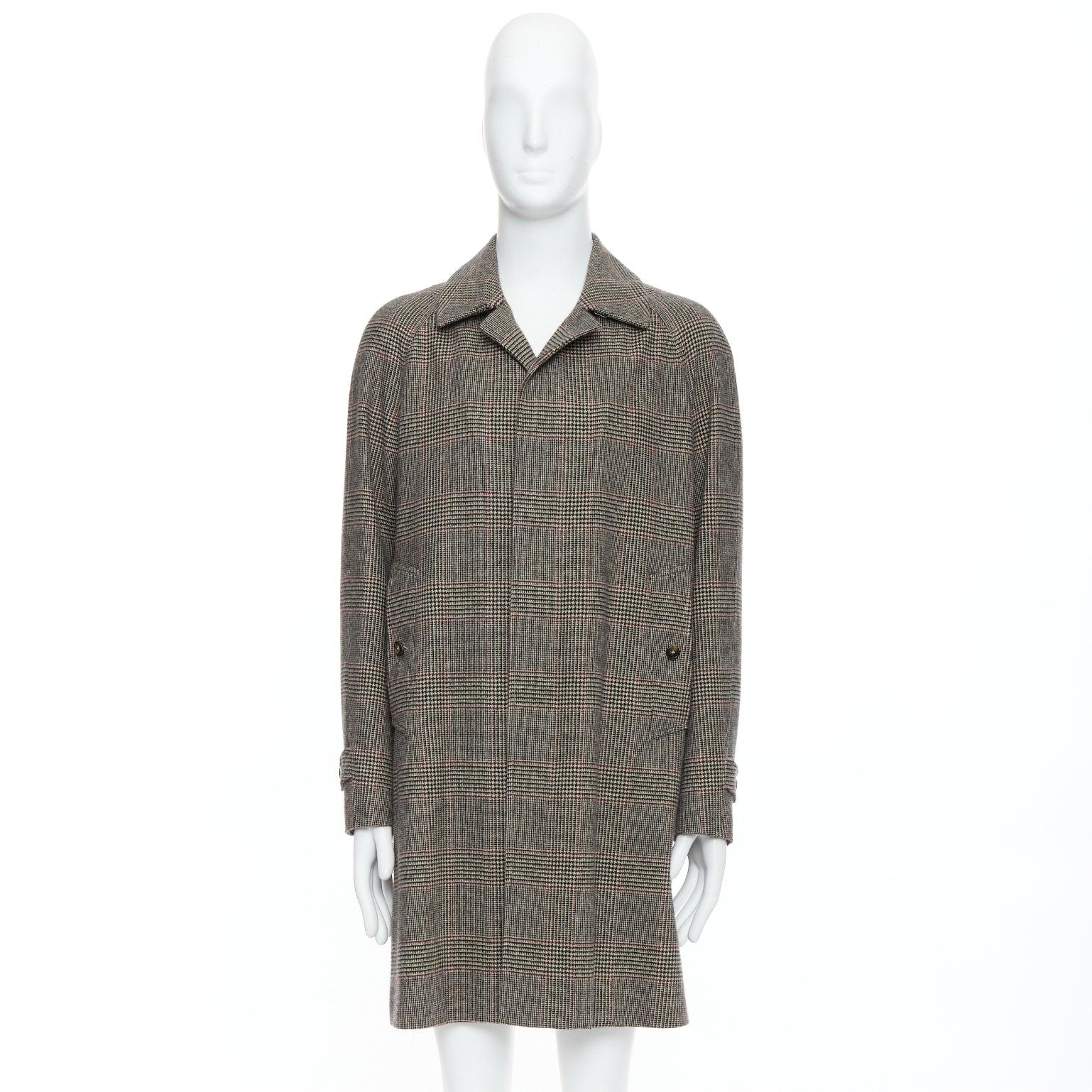 LORO PIANA Cashmere Green Storm System beige herringbone long coat M For Sale 4