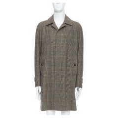 LORO PIANA Cashmere Green Storm System beige herringbone long coat M