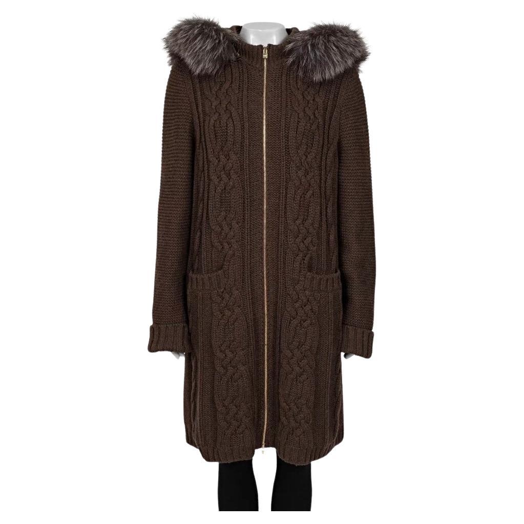 Loro Piana Kaschmir Kaschmir Kapuzenfuchs Pelzbesatz Strickjacke Mantel 4XL