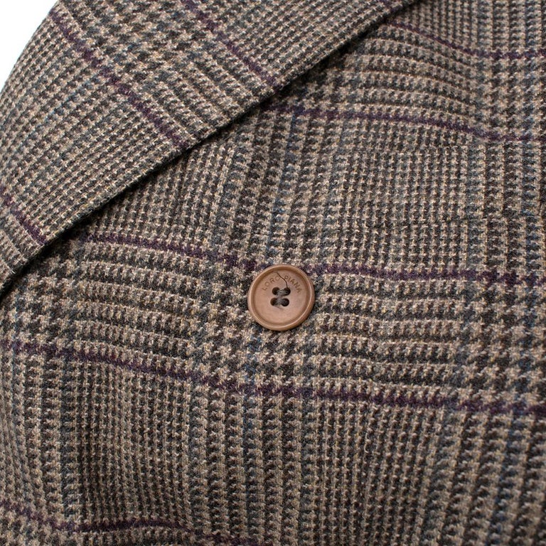 Loro Piana Cashmere Prince of Wales Check Double Breasted Blazer - Size ...