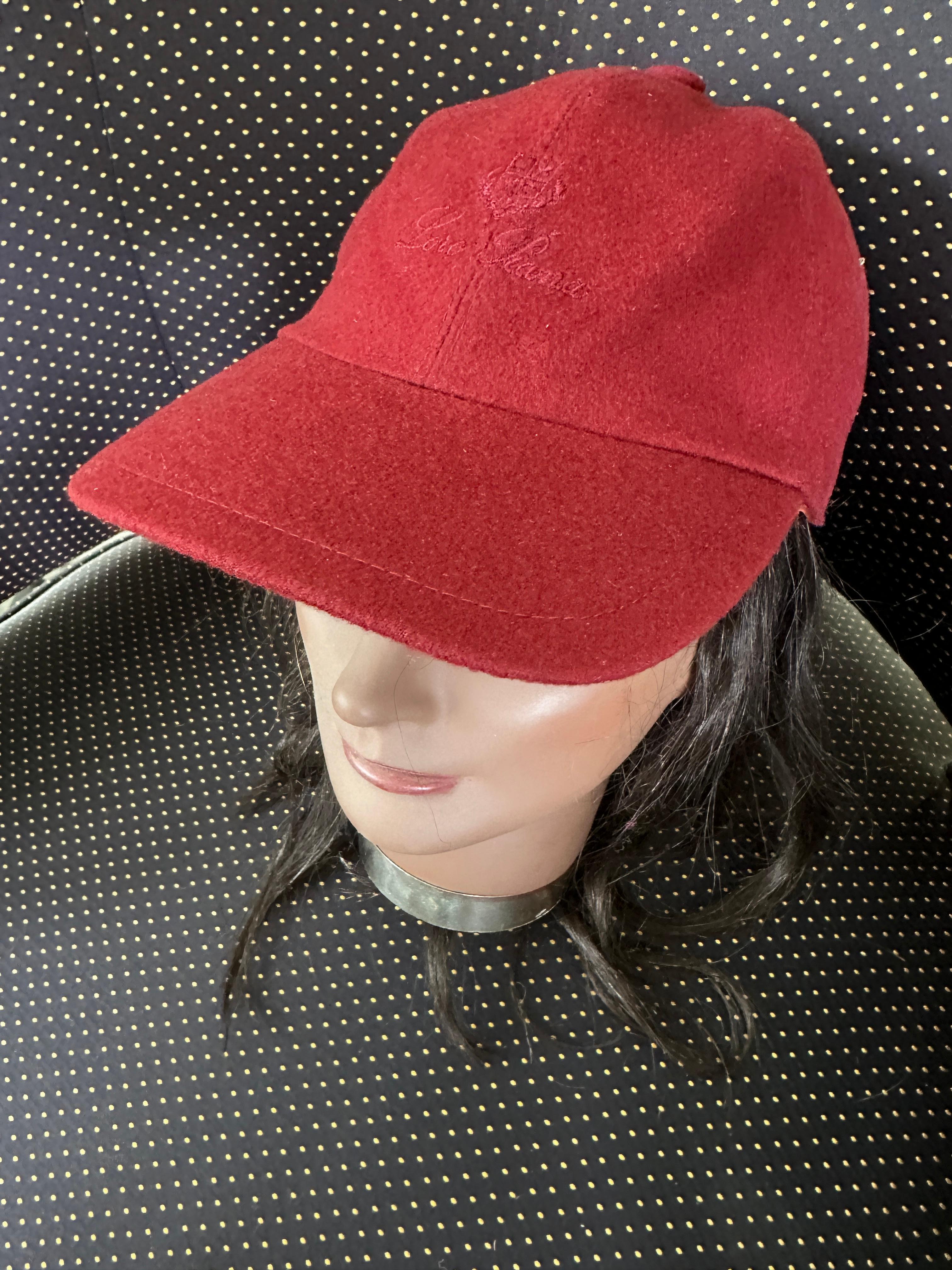 Loro Piana Cashmere Red Storm System Baseball Hat In Excellent Condition For Sale In Cloverdale, CA