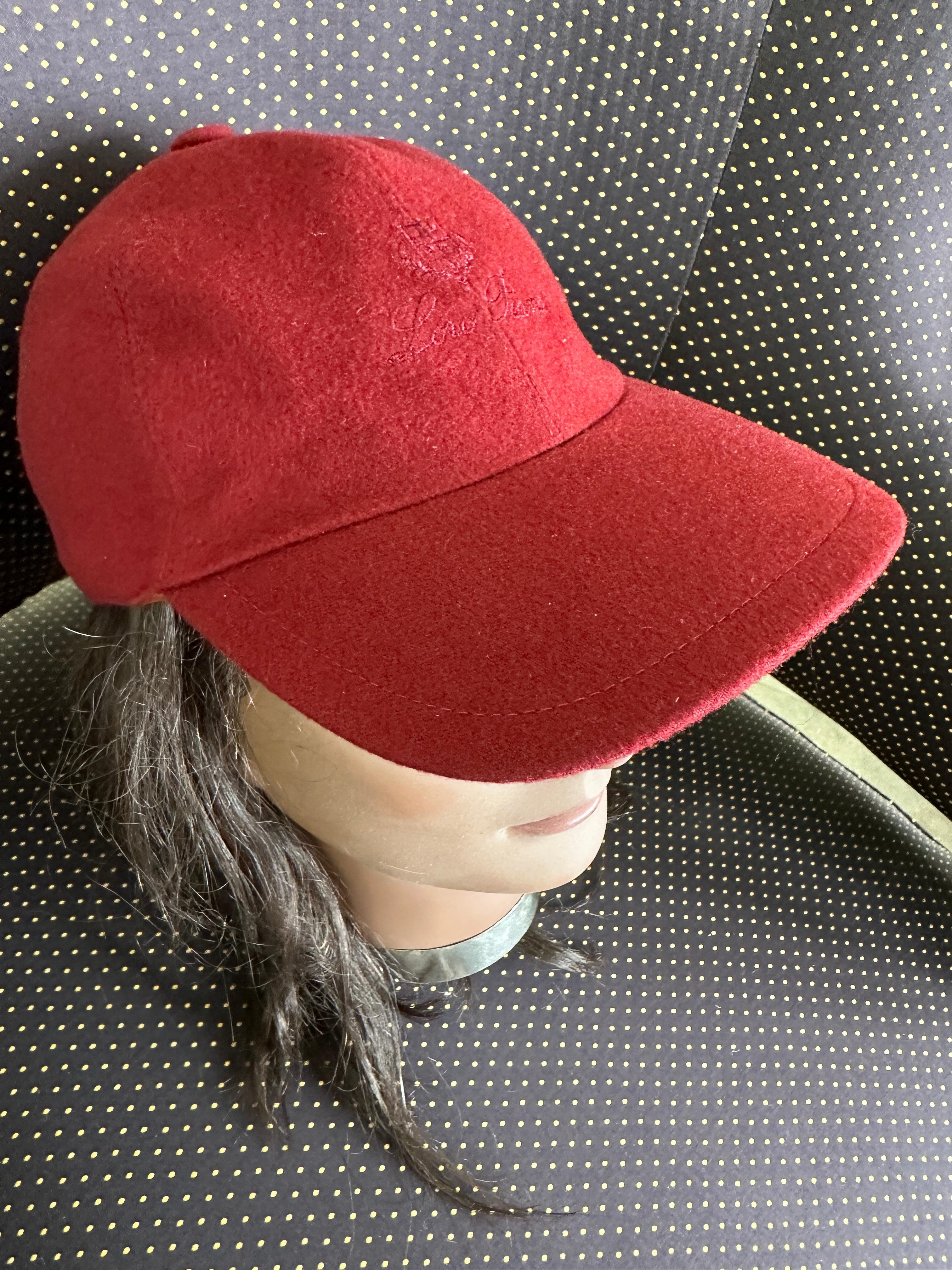 Women's or Men's Loro Piana Cashmere Red Storm System Baseball Hat For Sale