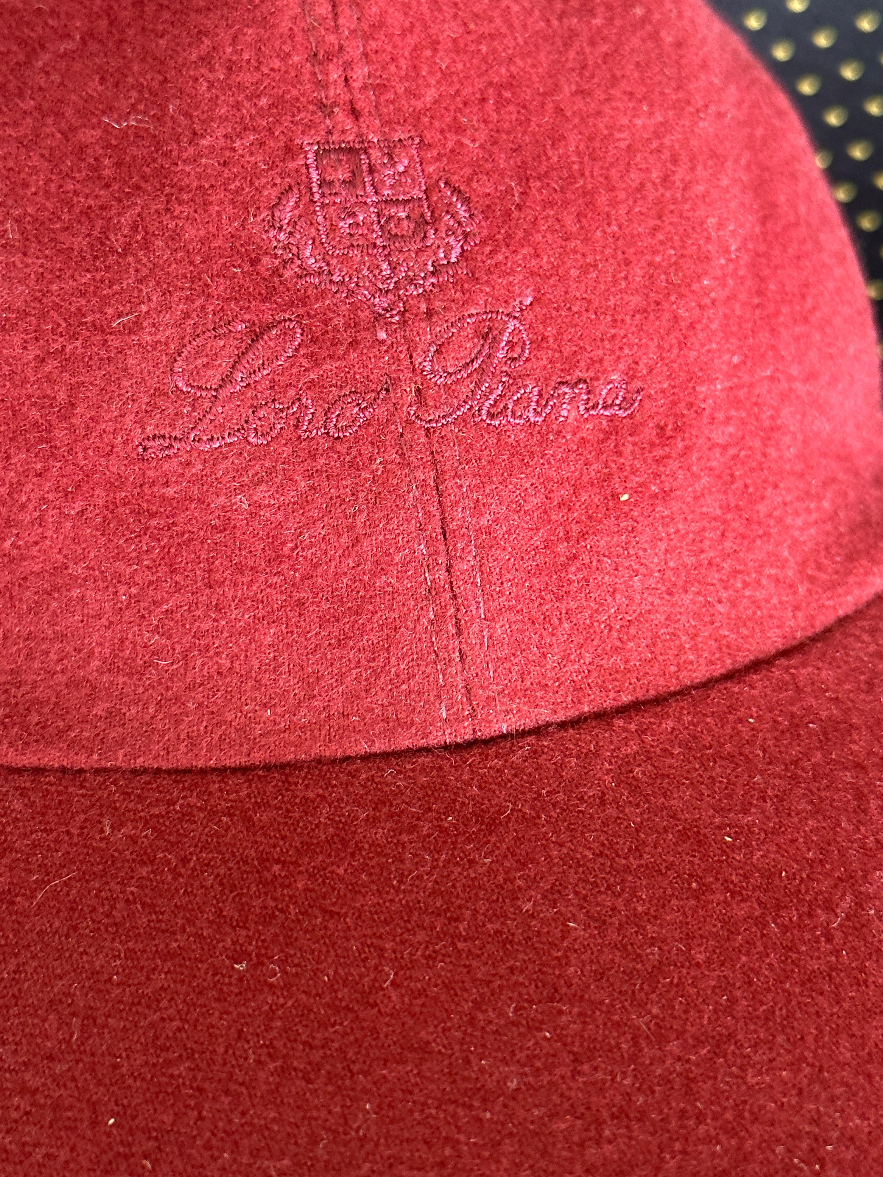 Loro Piana Cashmere Red Storm System Baseball Hat For Sale 1