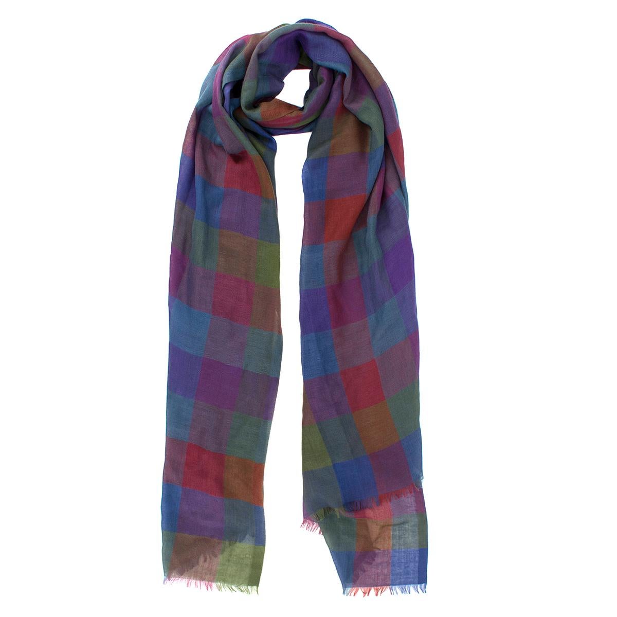 Loro Piana Cashmere & Silk-blend Checked Print Scarf

- Multi-coloured, cashmere & silk-blend scarf
- Check pattern
- Lightweight
- Frill trim edges 
- 70% cashmere and 30% silk.

Please note, these items are pre-owned and may show some signs of