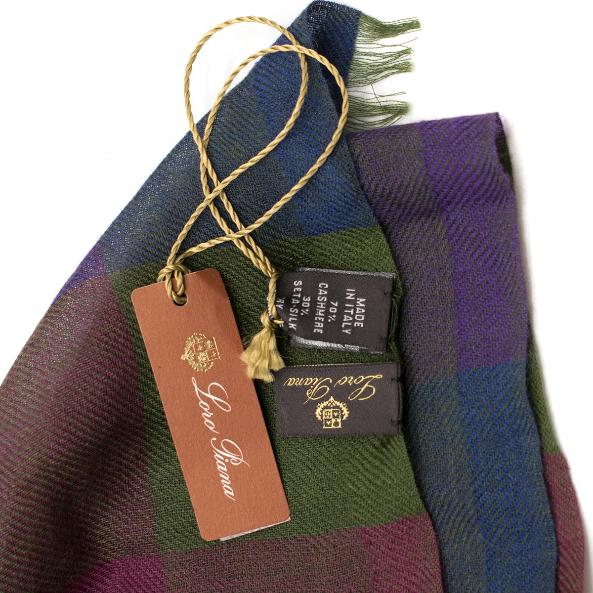 Loro Piana Cashmere & Silk-Blend Checked Shawl In New Condition In London, GB