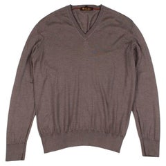 Loro Piana Cashmere Silk Striped V-Neck Pullover Men Sweater Size 52, S183