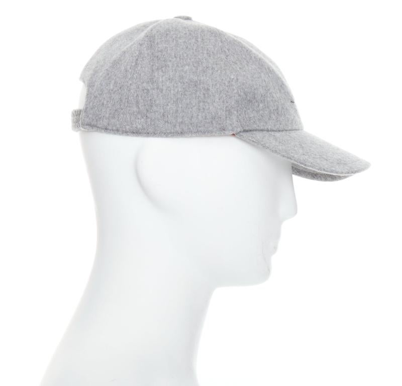 Gray LORO PIANA Cashmere Storm System grey virgin wool cashmere cap hat L
