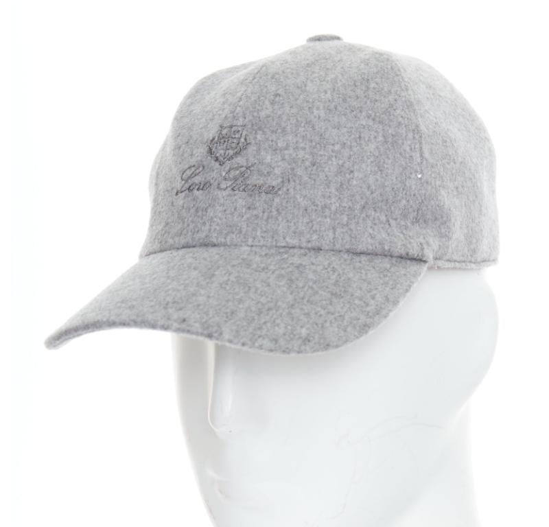 LORO PIANA Cashmere Storm System grey virgin wool cashmere cap hat L In Excellent Condition In Hong Kong, NT