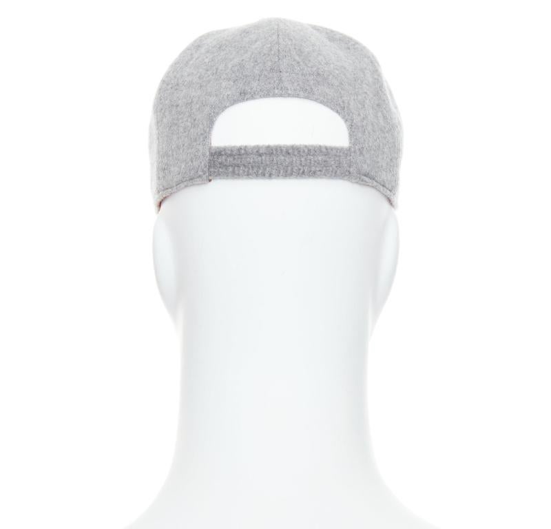 Men's LORO PIANA Cashmere Storm System grey virgin wool cashmere cap hat L