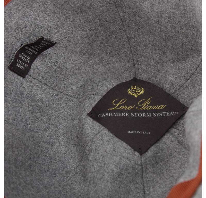 LORO PIANA Cashmere Storm System grey virgin wool cashmere cap hat L 3