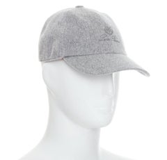 LORO PIANA Cashmere Storm System grey virgin wool cashmere cap hat L