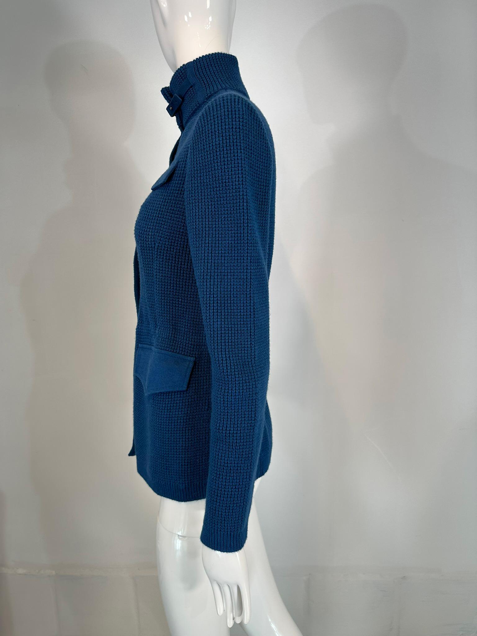 Loro Piana Chunky Knit Marine Blue Cashmere Linen Silk Cardigan Sweater 40 7