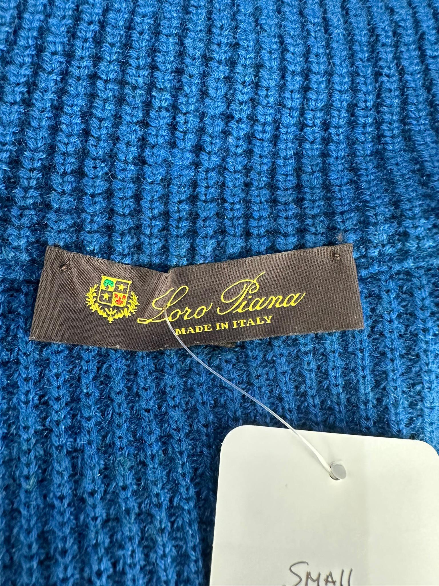 Loro Piana Chunky Knit Marine Blue Cashmere Linen Silk Cardigan Sweater 40 12