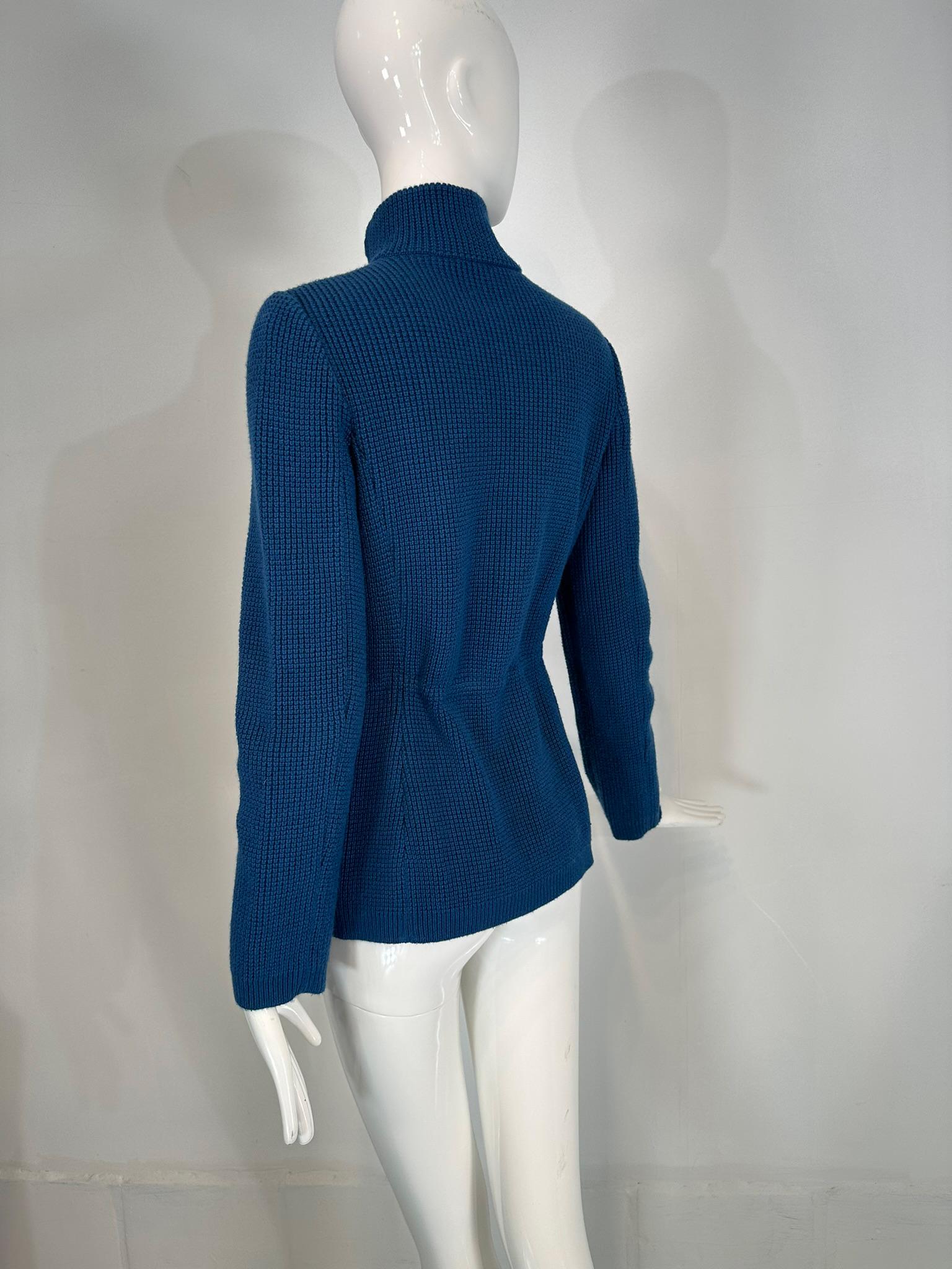 Loro Piana Chunky Knit Marine Blue Cashmere Linen Silk Cardigan Sweater 40 5