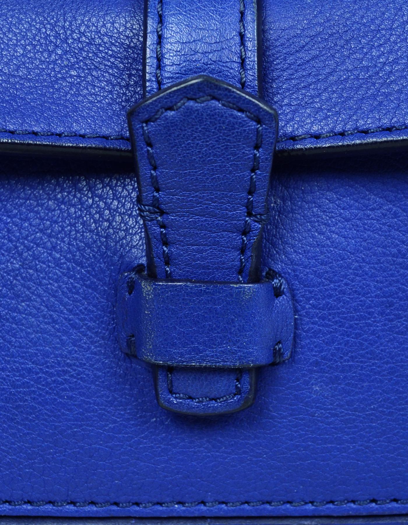 Women's Loro Piana Cobalt Blue Leather Globe Bandouliere Crossbody Bag