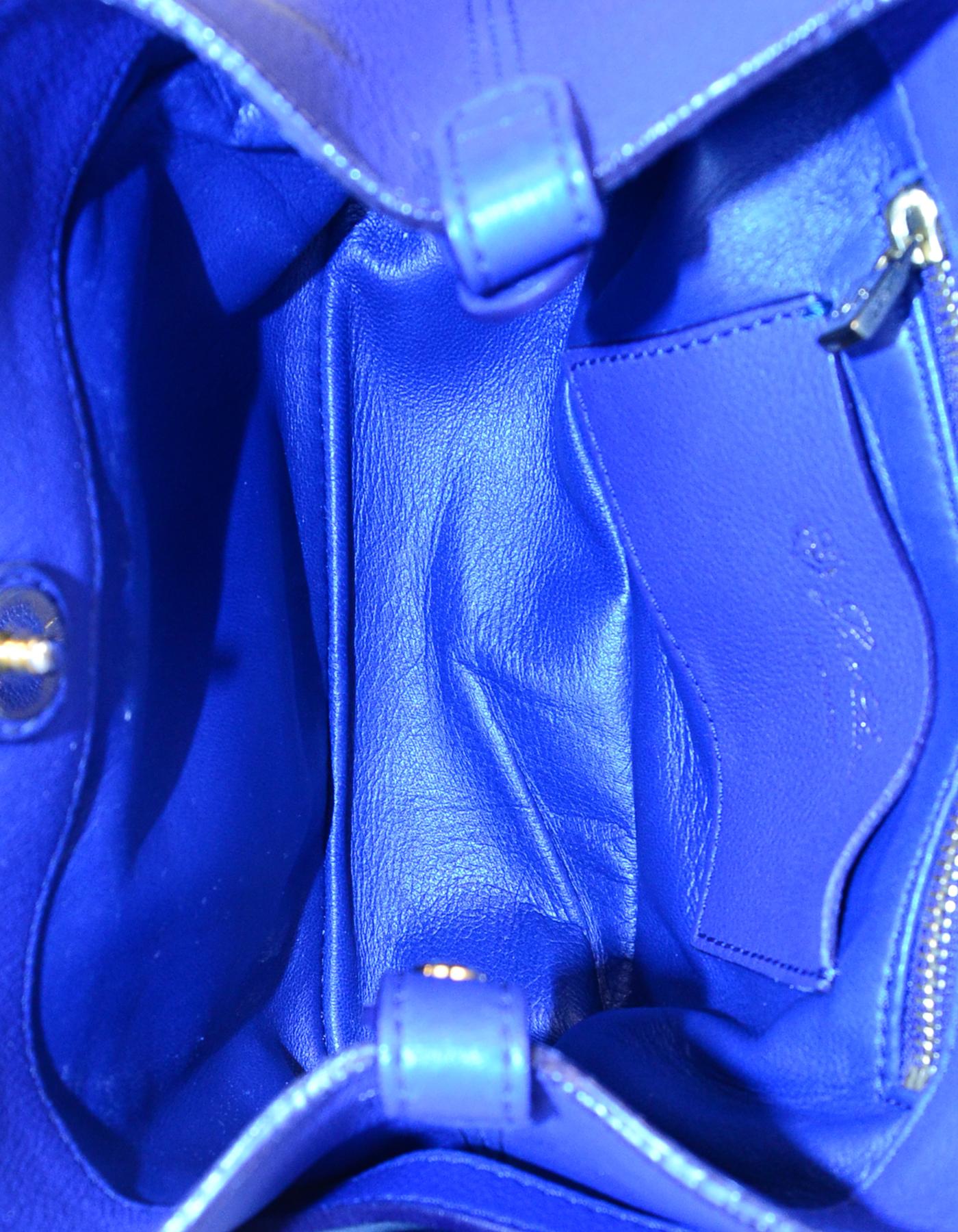 Loro Piana Cobalt Blue Leather Globe Bandouliere Crossbody Bag 1