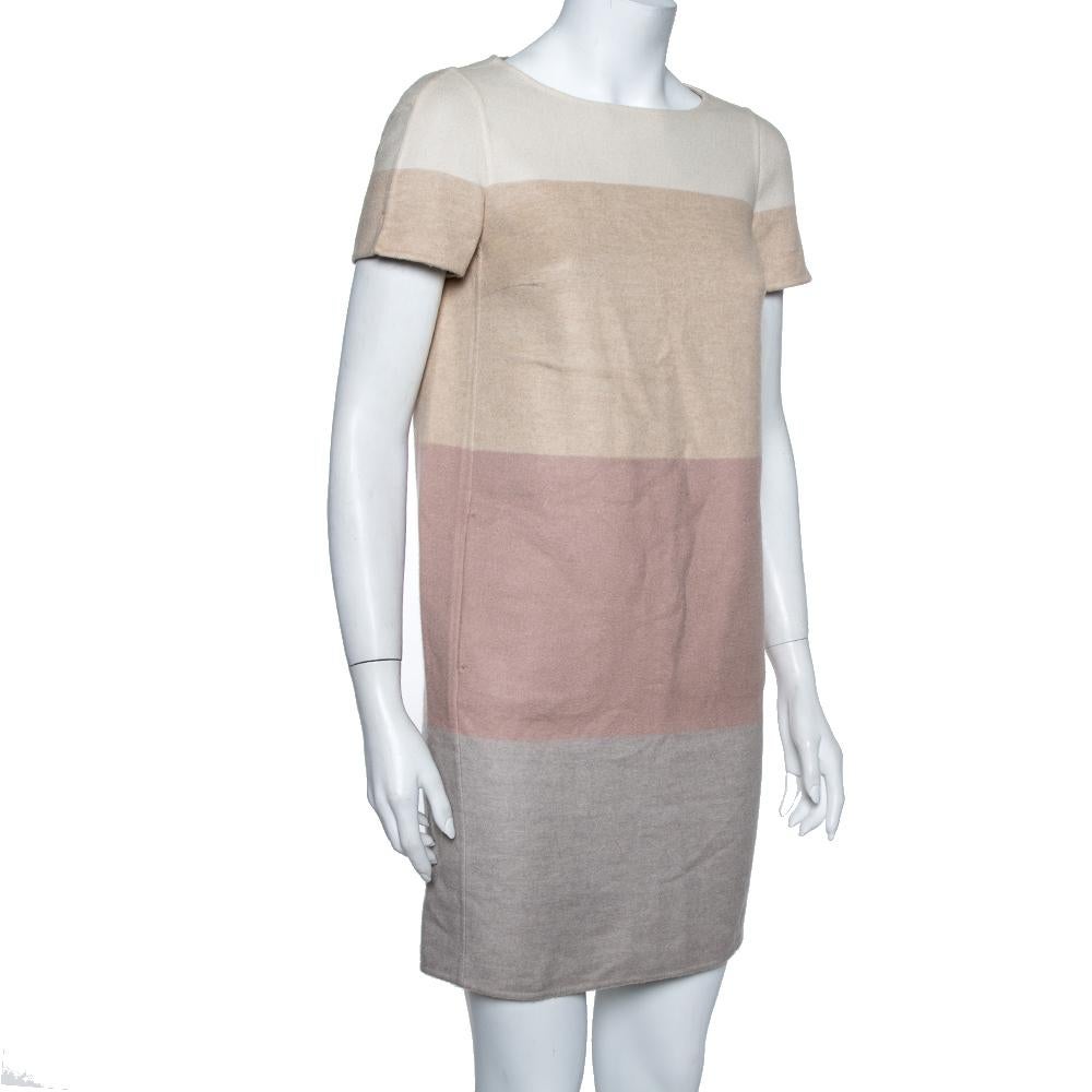Brown Loro Piana Colorblock Striped Cashmere Ellis Dress S