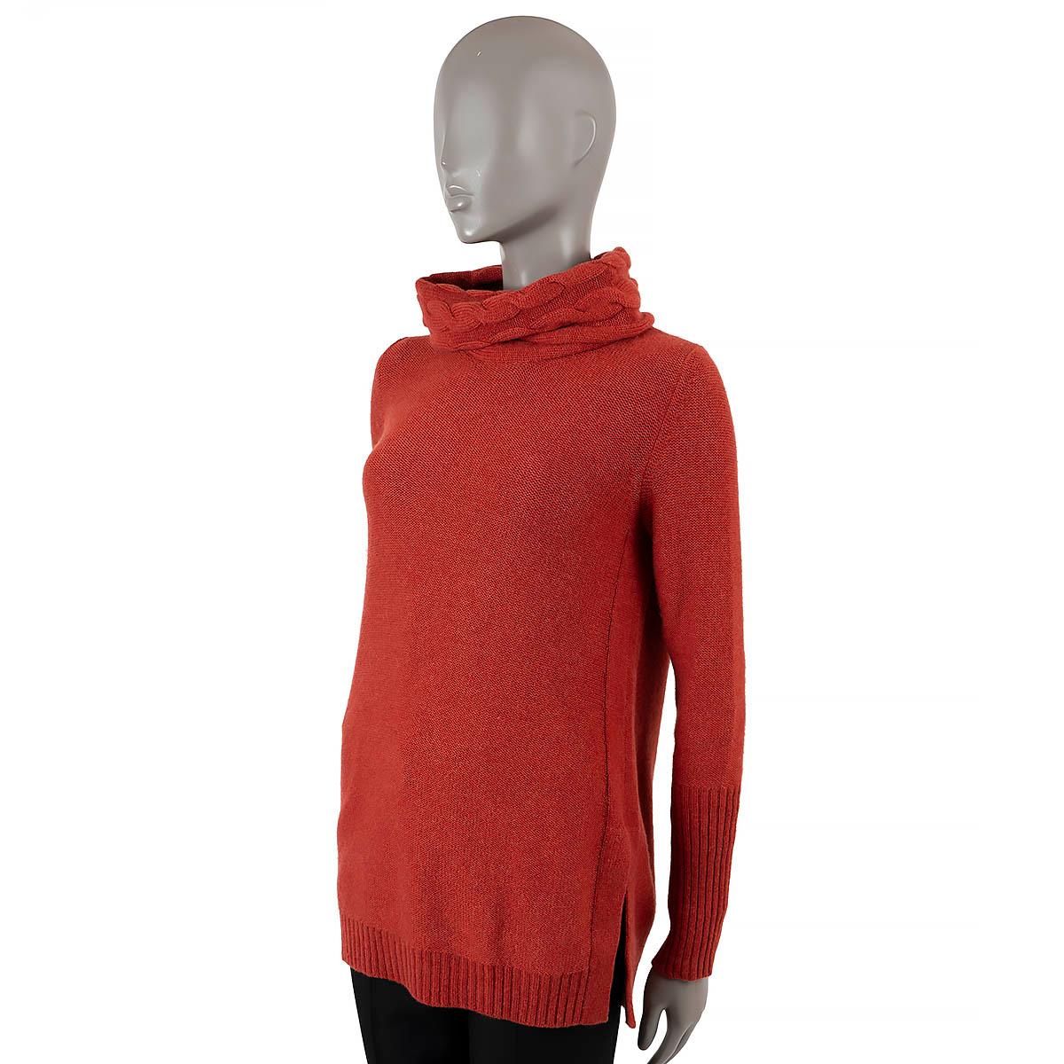 Women's LORO PIANA coral red cashmere KIMBERLEY COWL NECK Sweater 40 S For Sale