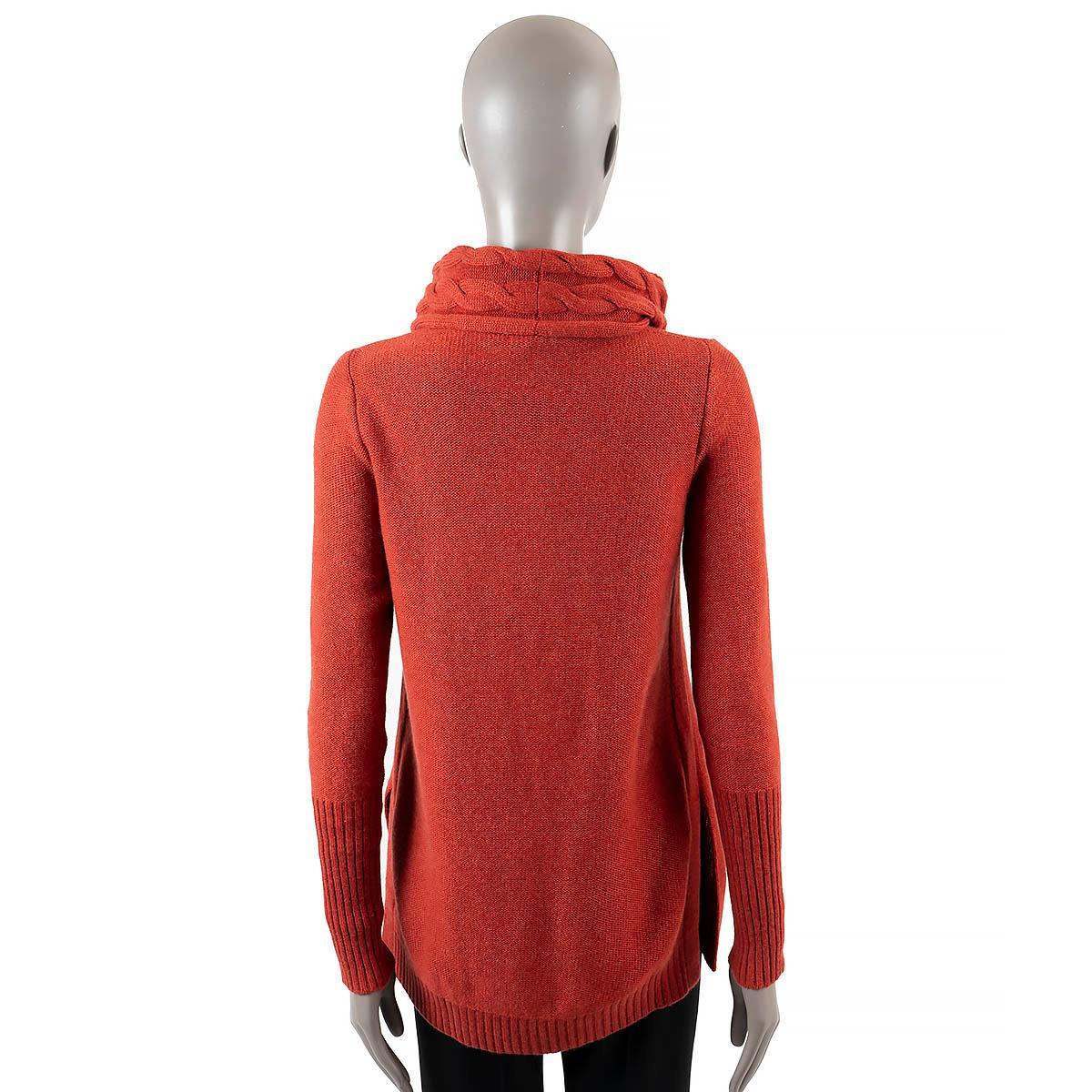 LORO PIANA coral red cashmere KIMBERLEY COWL NECK Sweater 40 S For Sale 1