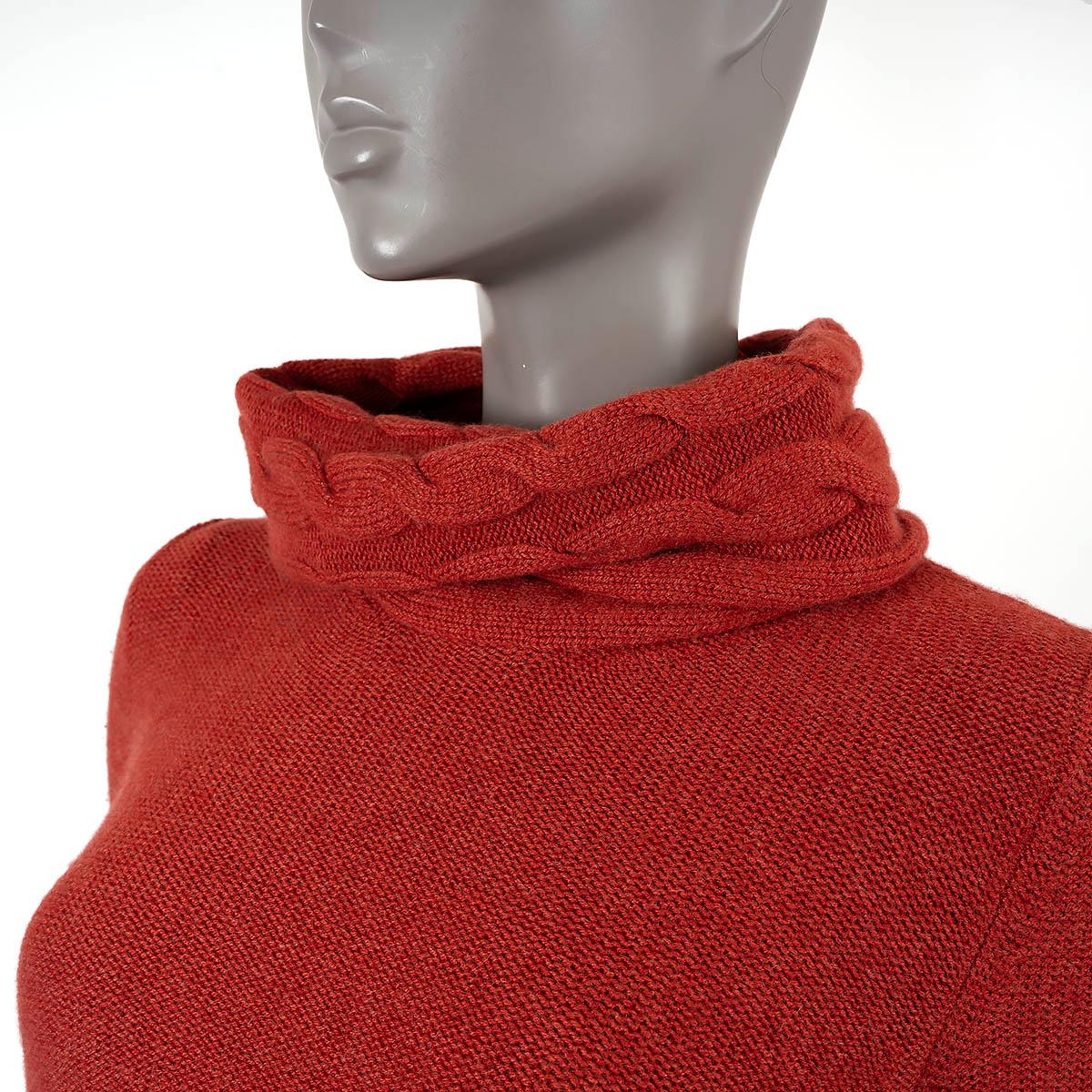 LORO PIANA coral red cashmere KIMBERLEY COWL NECK Sweater 40 S For Sale 2