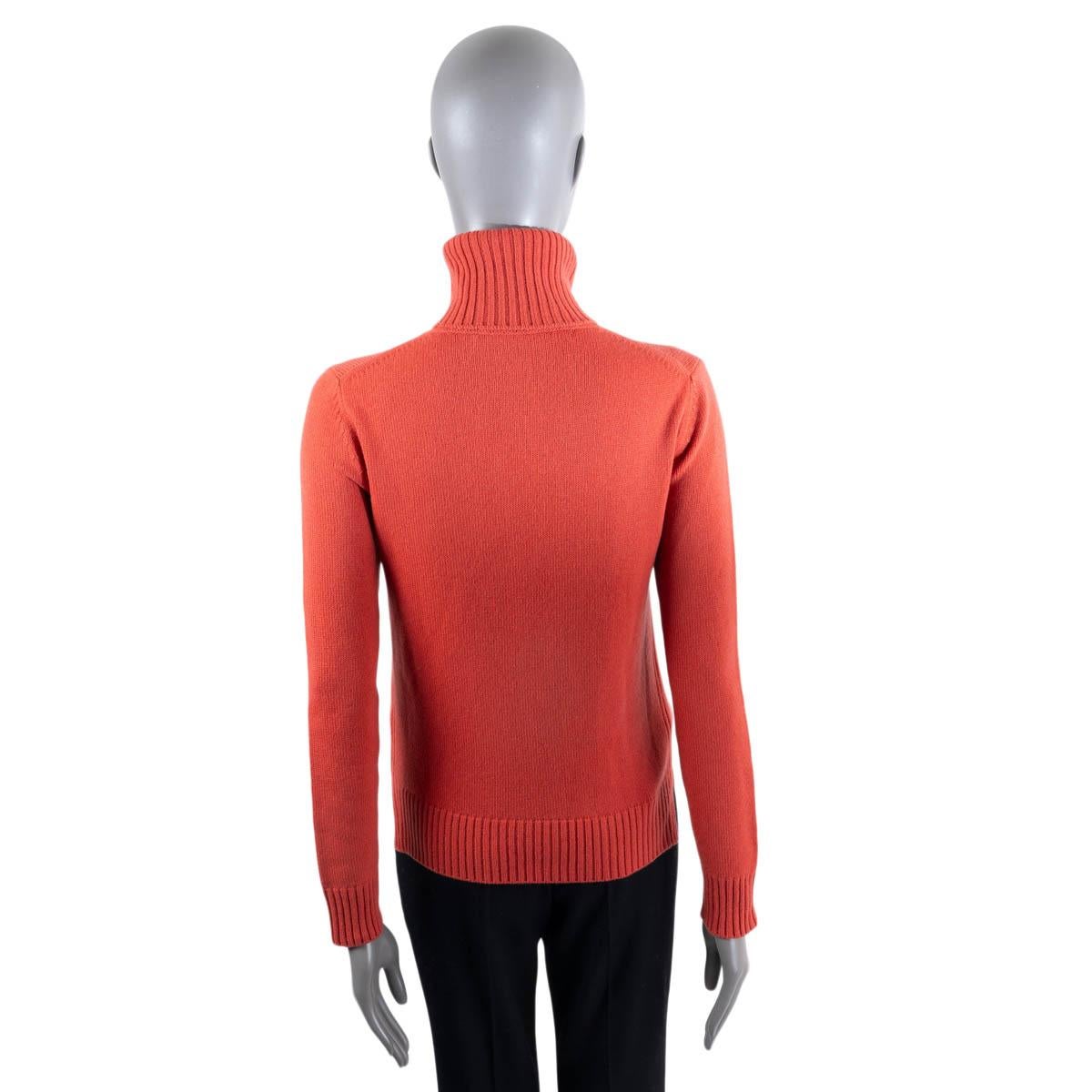 LORO PIANA coral red cashmere PARKSVILLE TURTLENECK Sweater 40 S For Sale 1