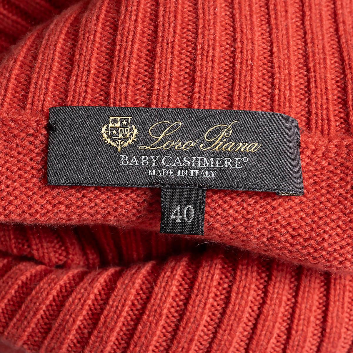 LORO PIANA coral red cashmere PARKSVILLE TURTLENECK Sweater 40 S For Sale 4