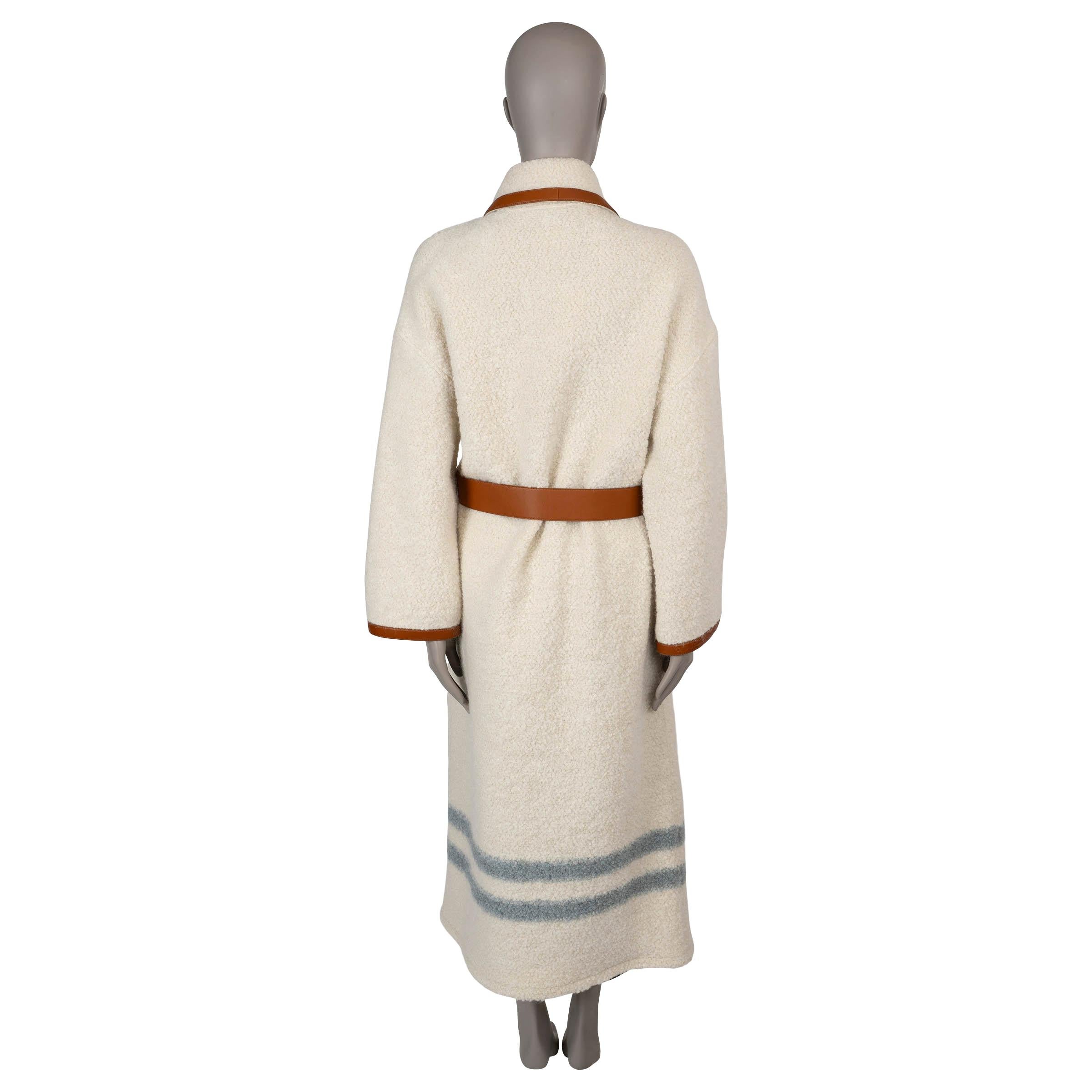 Beige LORO PIANA cream alpaca 2023 ARBEL BELTED BOUCLE Coat Jacket 44 L For Sale