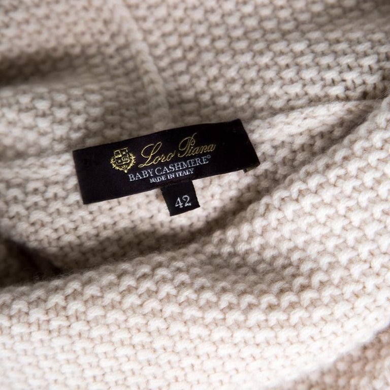 Loro Piana Cream Baby Cashmere Chunky Knit Sweater M at 1stDibs