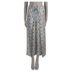 LORO PIANA cream & blue silk 2025 MAYNARD SHANTUNG CROPPED Pants 40 S