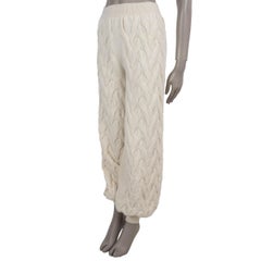 LORO PIANA cream cashmere 2024 CABLE KNIT TRACK Pants S