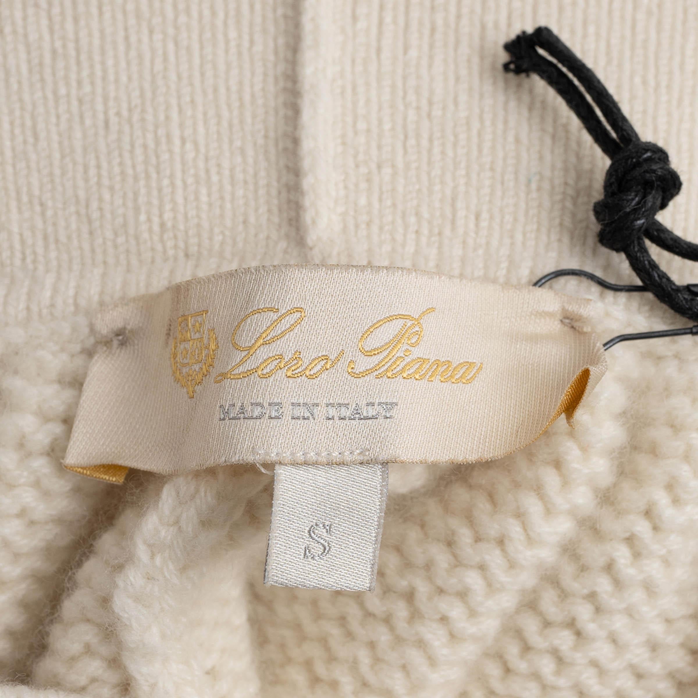 Women's LORO PIANA cream cashmere 2024 CABLE KNIT TRACK Pants S For Sale