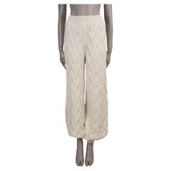 LORO PIANA cream cashmere 2024 CABLE KNIT TRACK Pants S