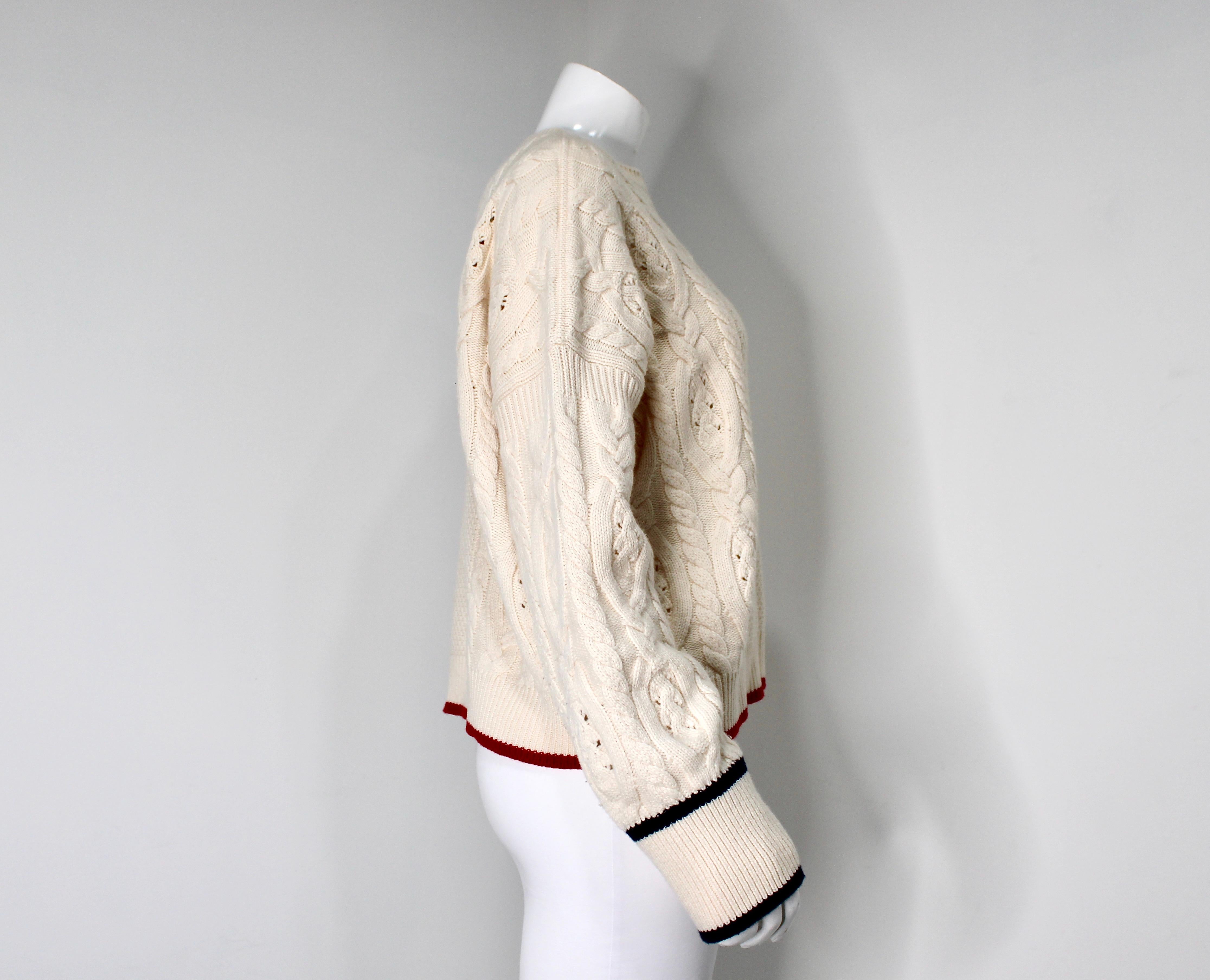 Loro Piana Pull en cachemire crème à mailles torsadées en vente 1