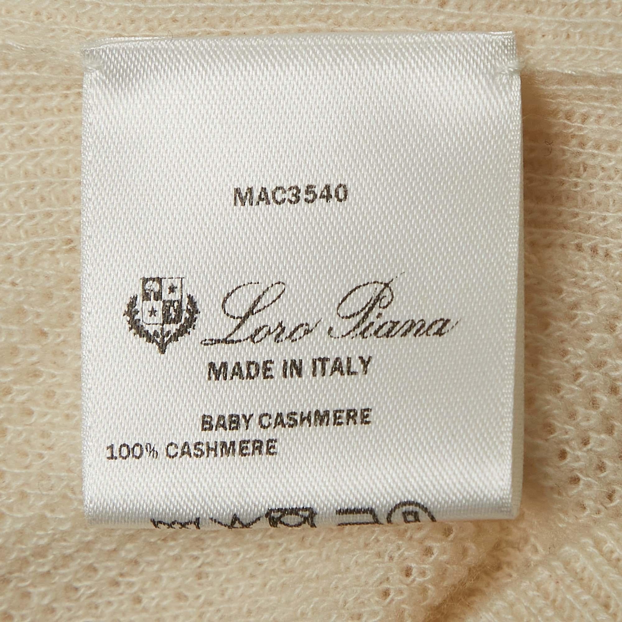 Loro Piana Cream Cashmere Knit Crew Neck Sweater S In Good Condition In Dubai, Al Qouz 2