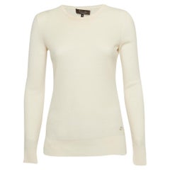 Loro Piana Cream Cashmere Knit Crew Neck Sweater S