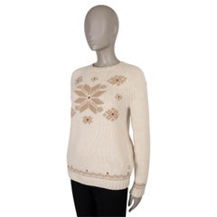 LORO PIANA cream cashmere SNOWFLAKE Sweater 42 M