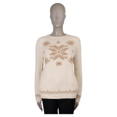 LORO PIANA cream cashmere SNOWFLAKE Sweater 42 M